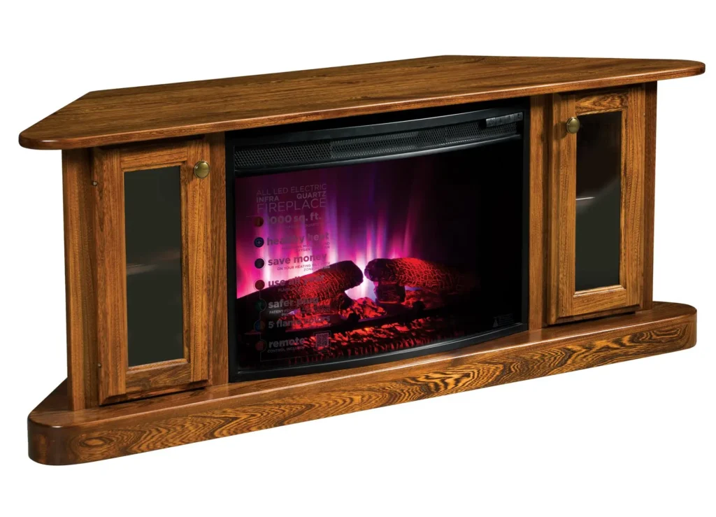 corner tv stand with fireplace