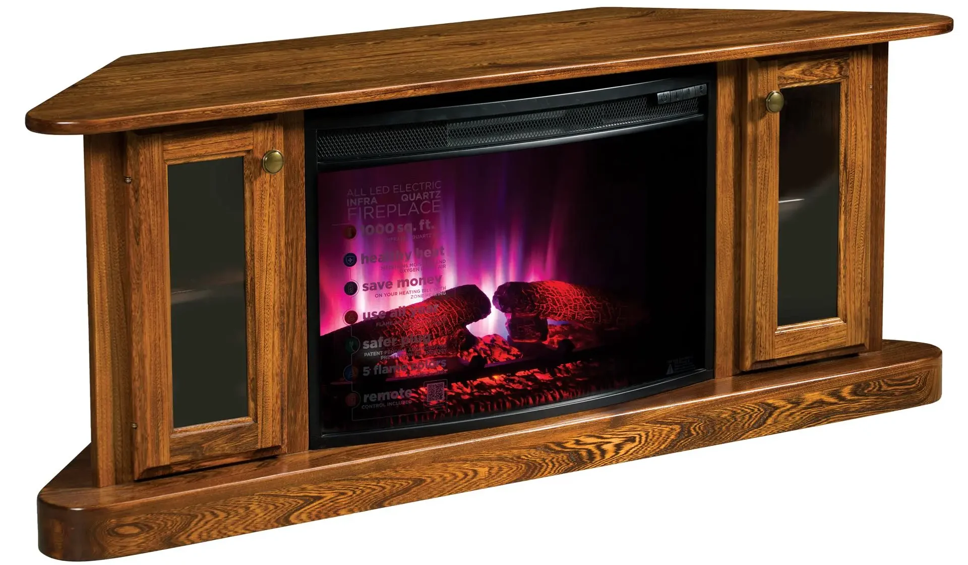 corner tv stand with fireplace